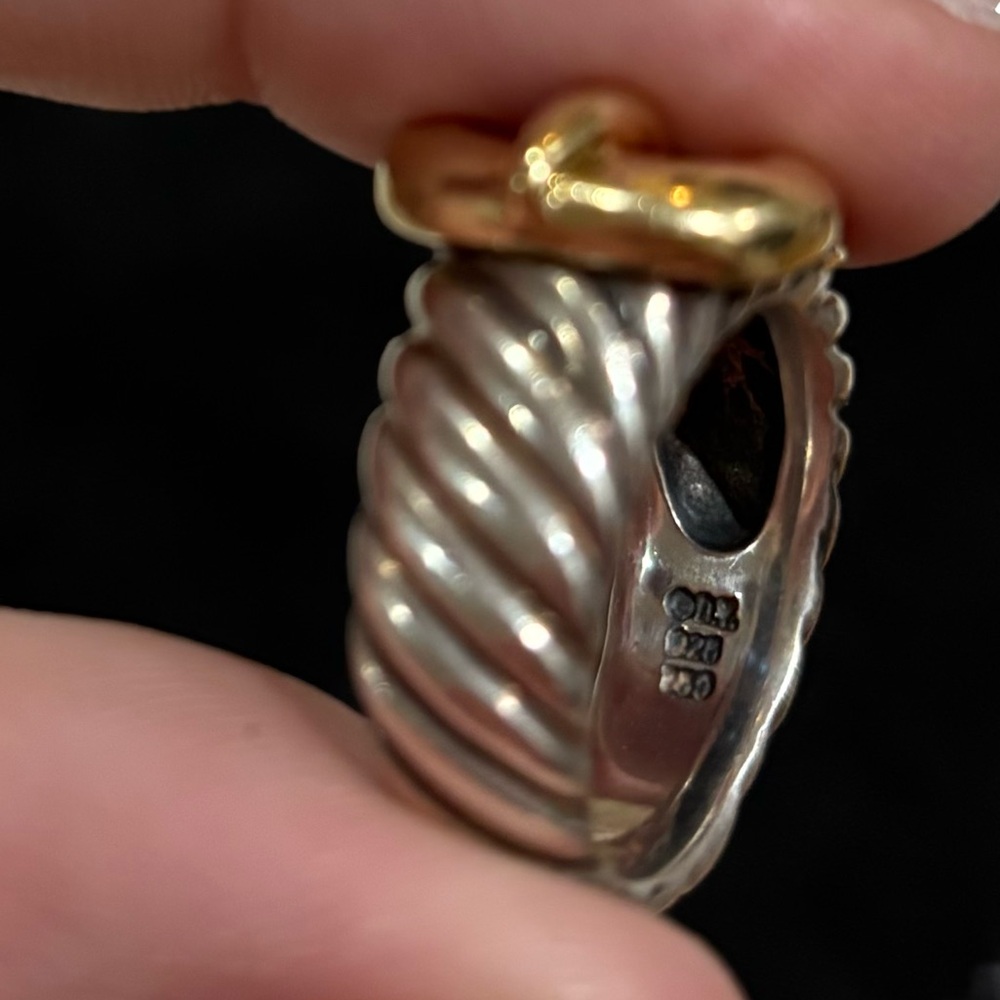 David Yurman Two-Tone Sculpted Cable Buckle Ring - Picture 4 of 10